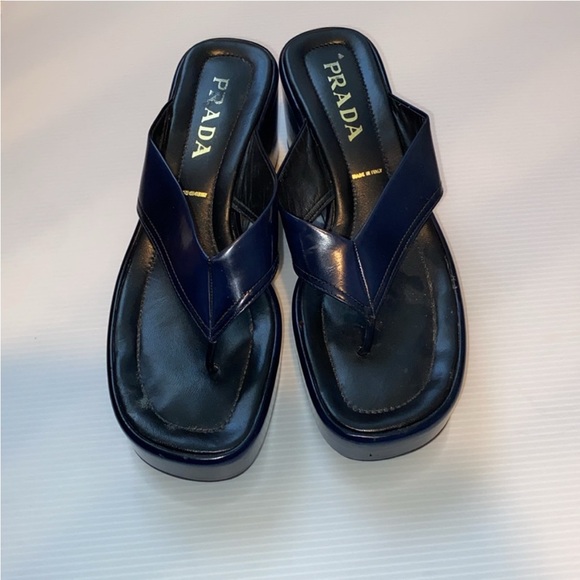 Prada navy thong platform sandal - Picture 3 of 4